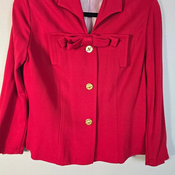 Cabi Beau Jacket Women's 6 Red Gold Button Blazer Bow Classic Career Romantic - Picture 15 of 15